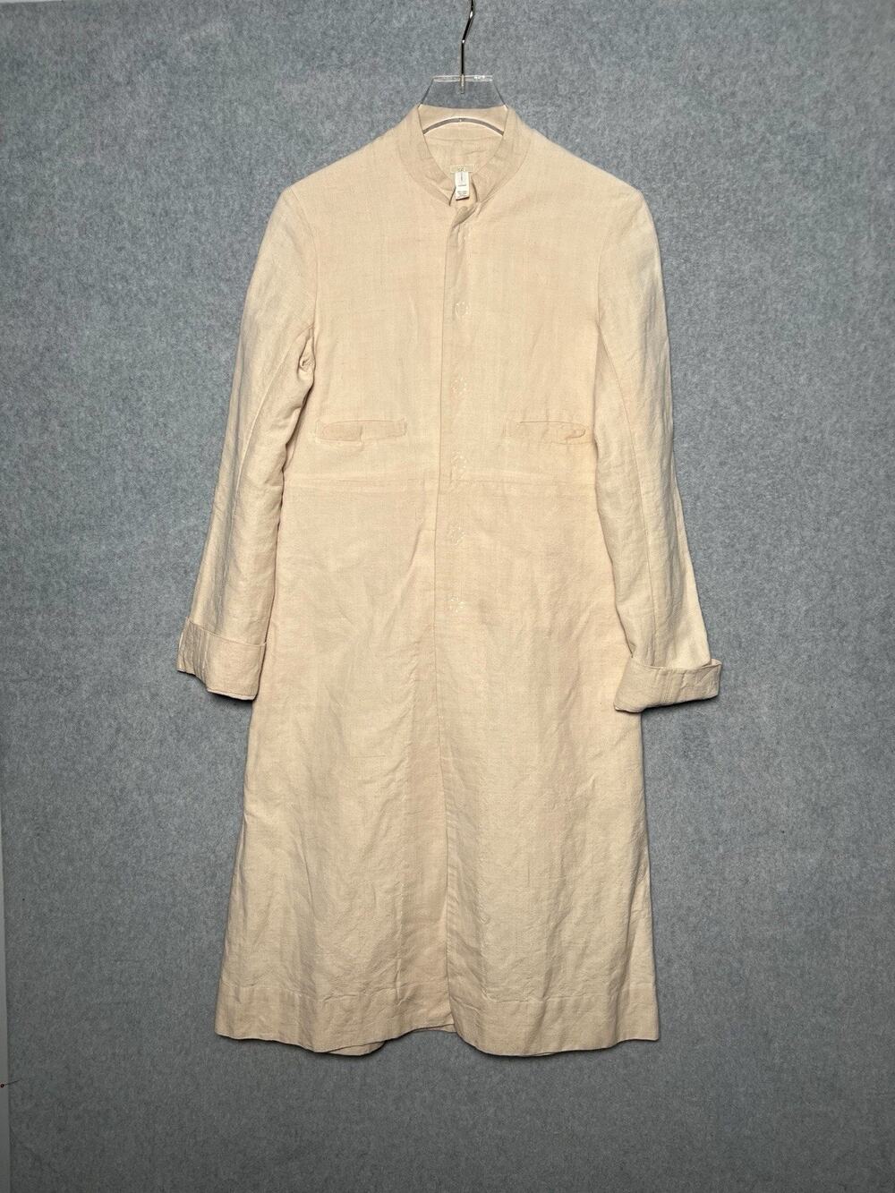 Dosa Christina Kim Indian Coat Size 1 Cream Linen Cotton Long Duster Jacket